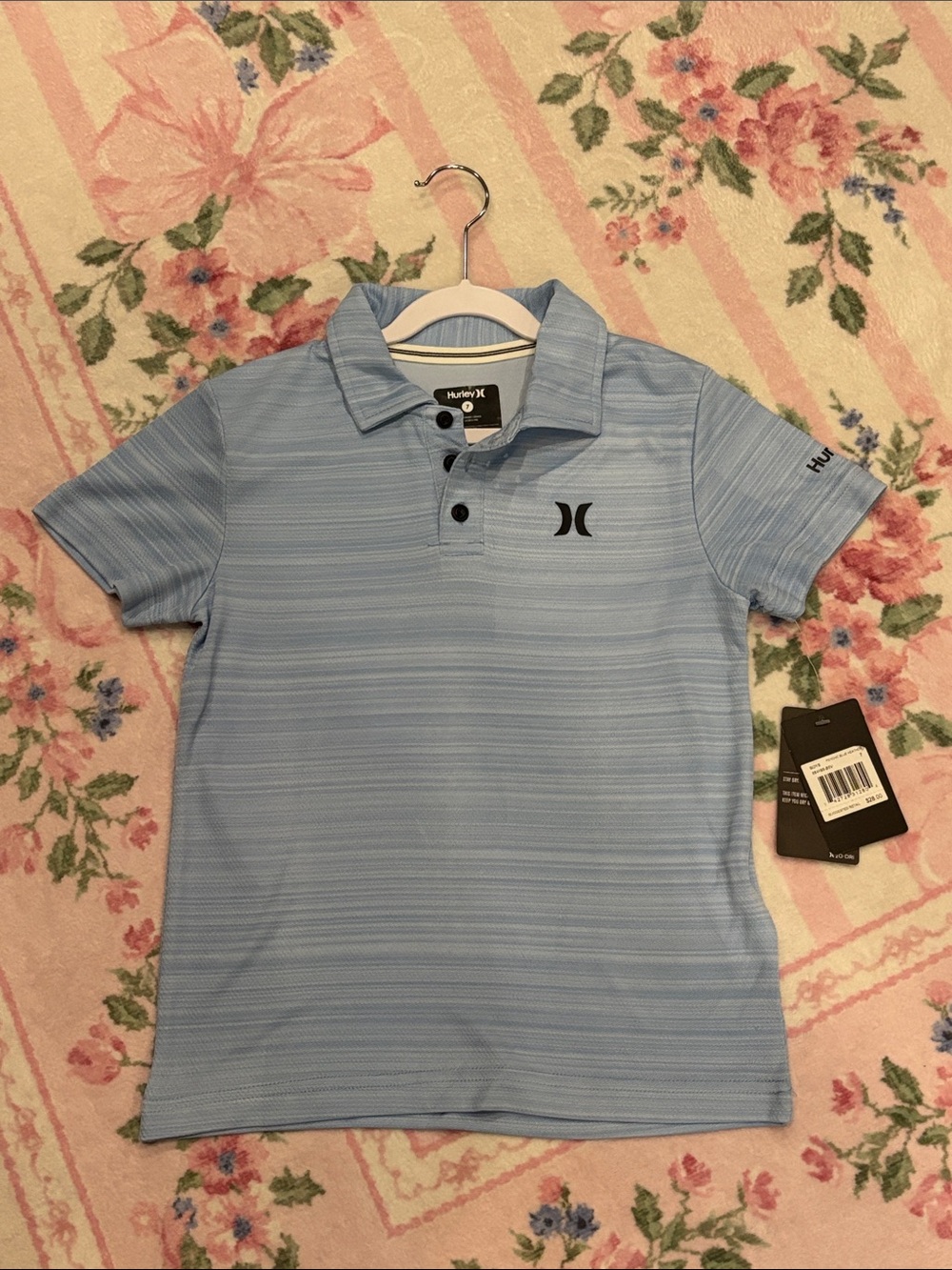 Boys Hurley Light Blue Striped Performance Polo